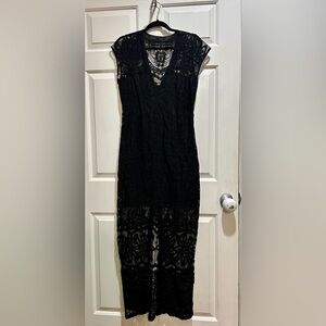Express Black Lace Strapless Dress